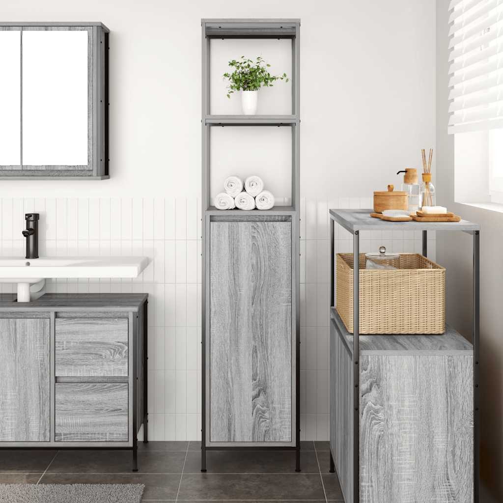 vidaXL Badezimmerspiegelschrank Badschrank mit Regalen Grau günstig online kaufen