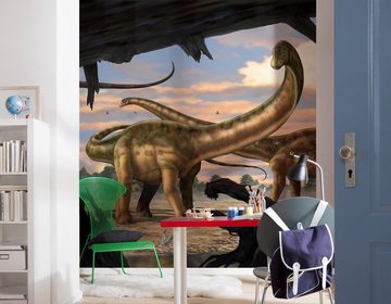 Komar Fototapete Seismosaurus, glatt, Comic, Retro, bedruckt, mehrfarbig, BxH: 250x280 cm