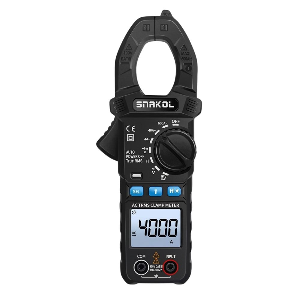 Athlix Strommessgerät Digitales Zangenmessgerät Multimeter 600 A, AC/DC-Strom/RMS, 35 mm, Zuverlässige Messergebnisse, Helles Arbeitslicht an der Zangenspitze