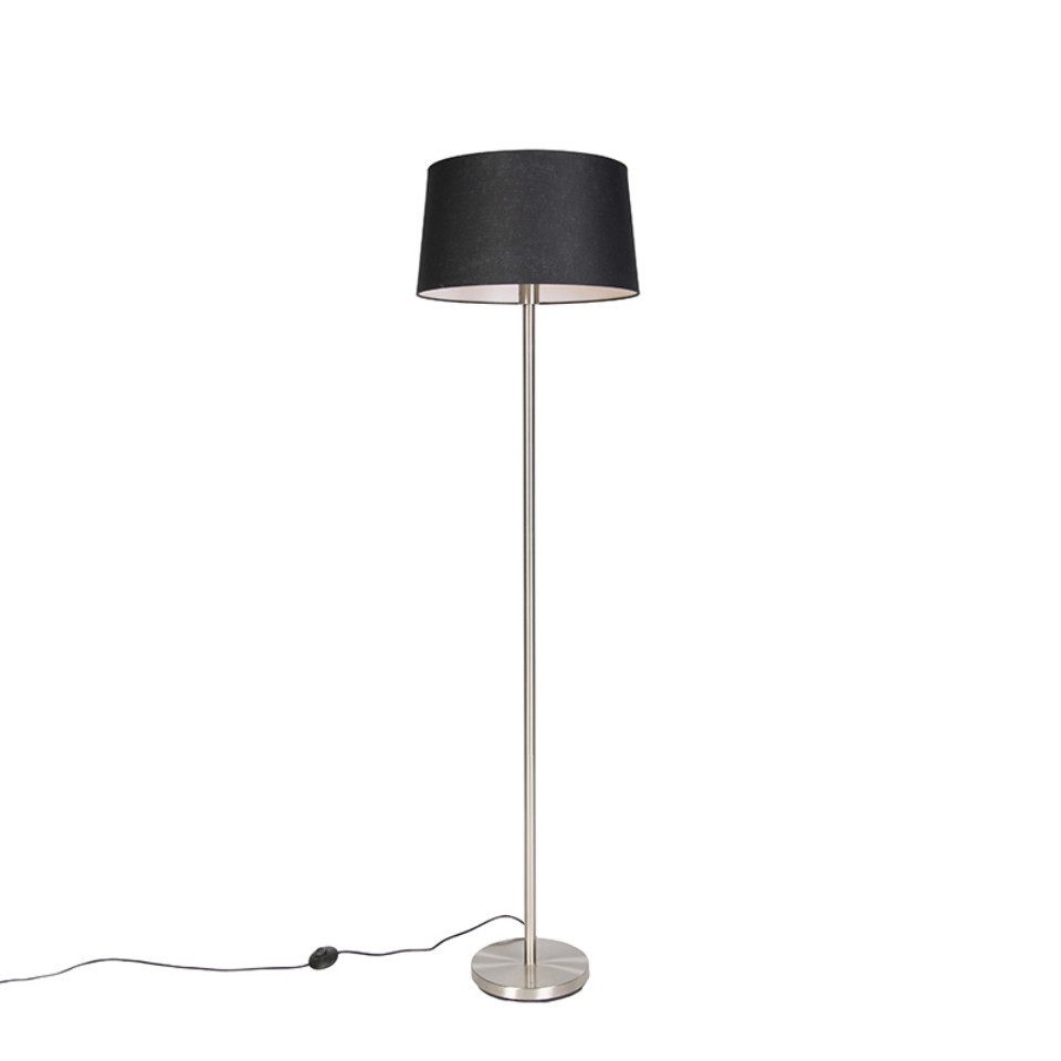 Qazqa Stehlampe Simplo, ohne Leuchtmittel, E27, Schwarz, Modern, Textil, 1- günstig online kaufen