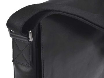 Greenburry Umhängetasche Pure Black, kleine Schultertasche 24x23cm, Reißverschlussfächer, Leder schwarz