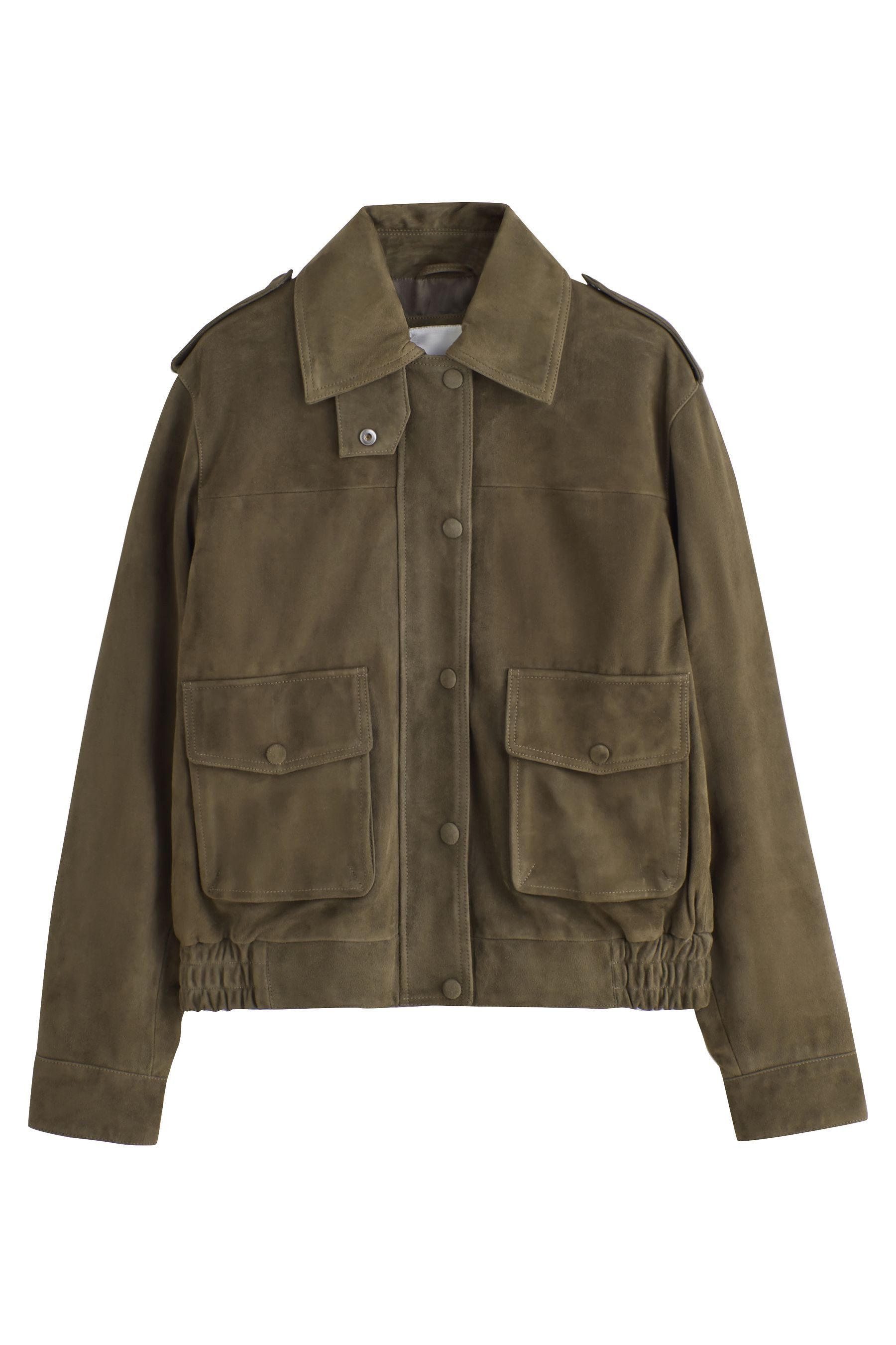 Next Bomberjacke Bomberjacke mit Kragen aus Veloursleder (1-St)
