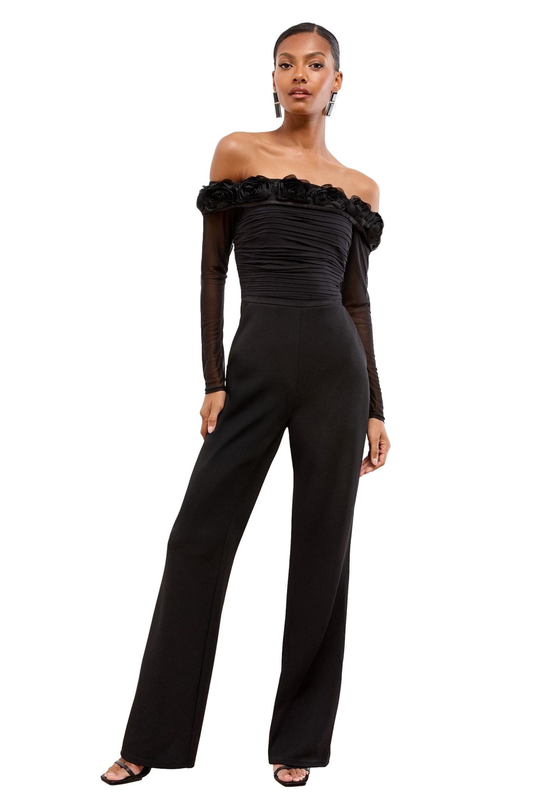 LIPSY Jumpsuit Lipsy Bardot-Jumpsuit mit Mesh, Regular (1-tlg)