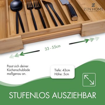 ZEN HOME - smart living - Besteckkasten ZEN HOME Bambus Besteckkasten für Schubladen mit Messerblock, ausziehb