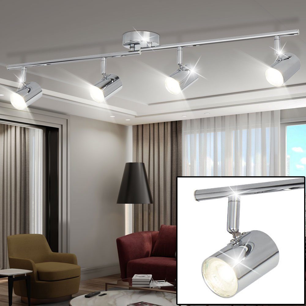 LED Chrom Decken Beleuchtung Wohn Zimmer Leuchte Lampe Strahler schwenkbar WOFI 
