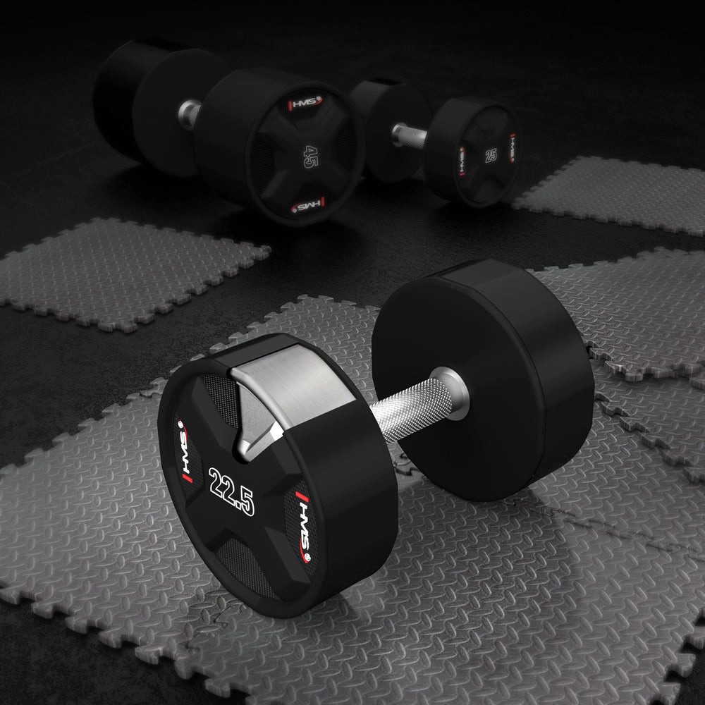 HMS Kurzhantel Fitnesshantel 22,5 kg Hantel, (Set, Komfortabler Griff), Polyurethan-Beschichtung kombiniert Hygiene, Langlebigkeit