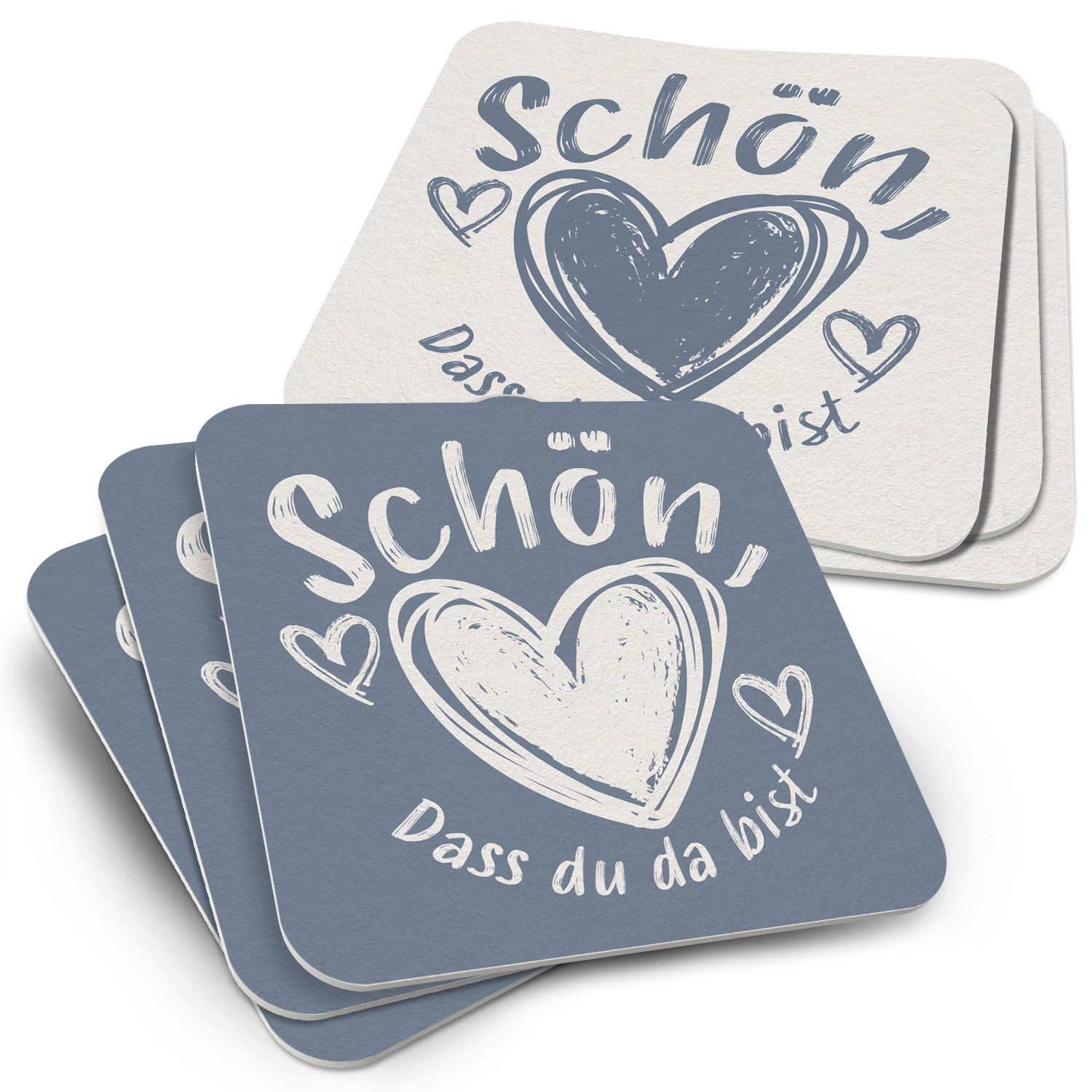 Bierdeckel 50x Schön, dass du da bist - Untersetzer Schön dass du da bist Grau