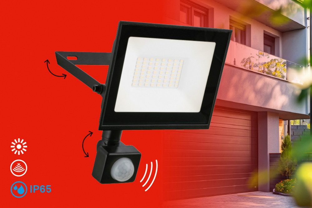 Briloner Leuchten LED Flutlichtstrahler VARO, LED fest integriert, 14x19x4 cm, Garage, Garten, Auffahrt