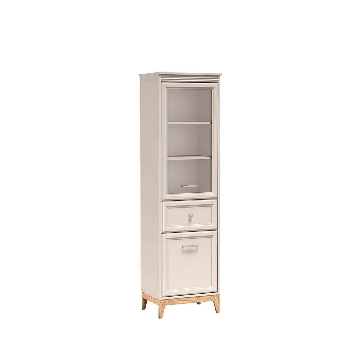 Masseno Glasvitrine Vitrinenschrank CUNEO 193 x 55 cm gelb