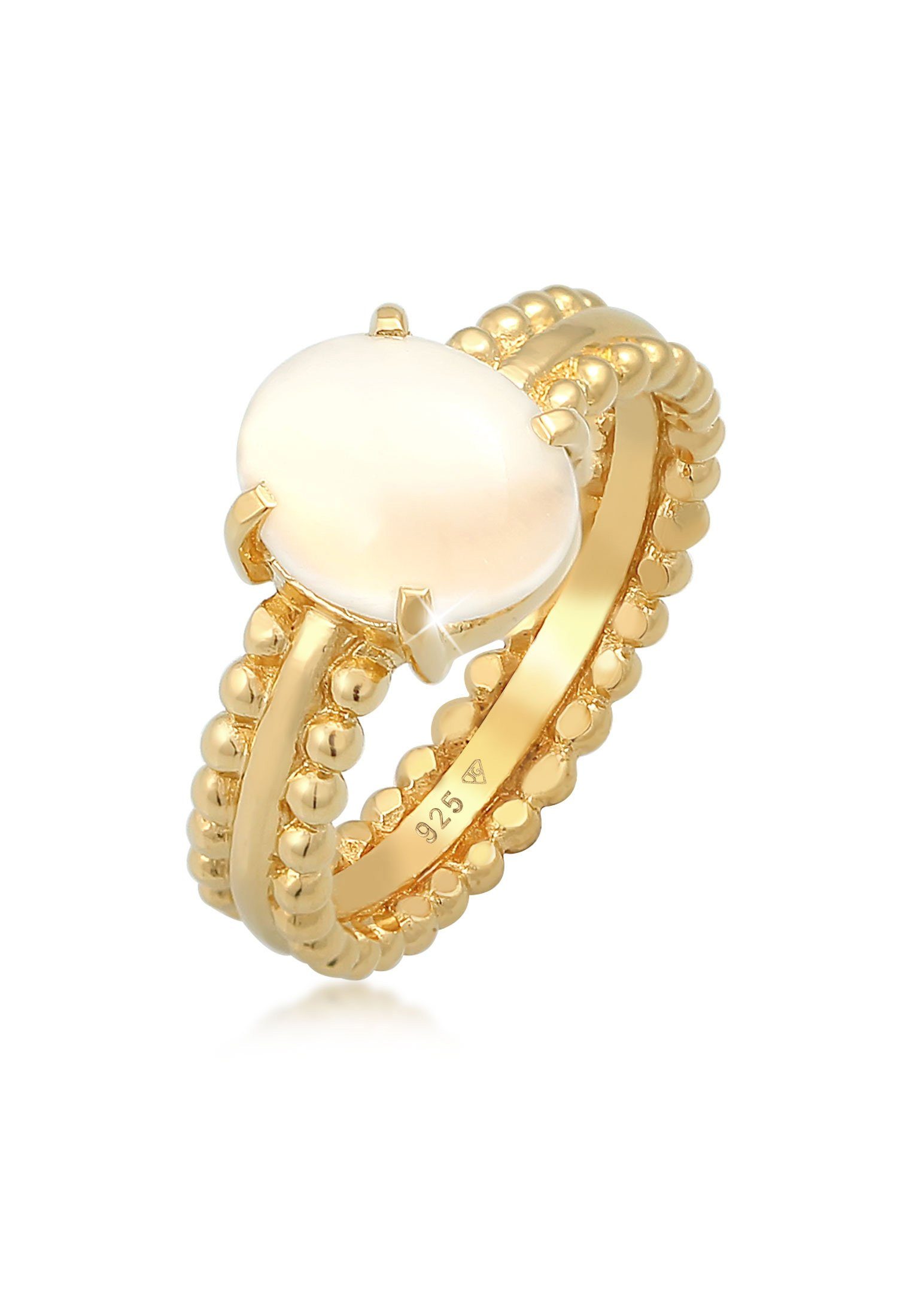 Elli Premium Fingerring Mondstein Edelstein Oval Elegant 925 Silbe