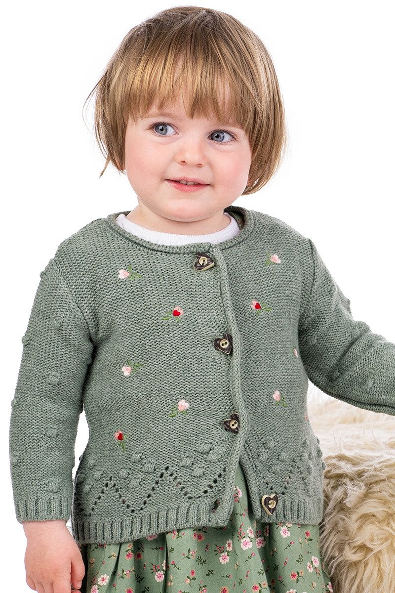 BONDI Trachtenkleid Strickjacke Baby/Kleinkind - HERZILEIN - salbei