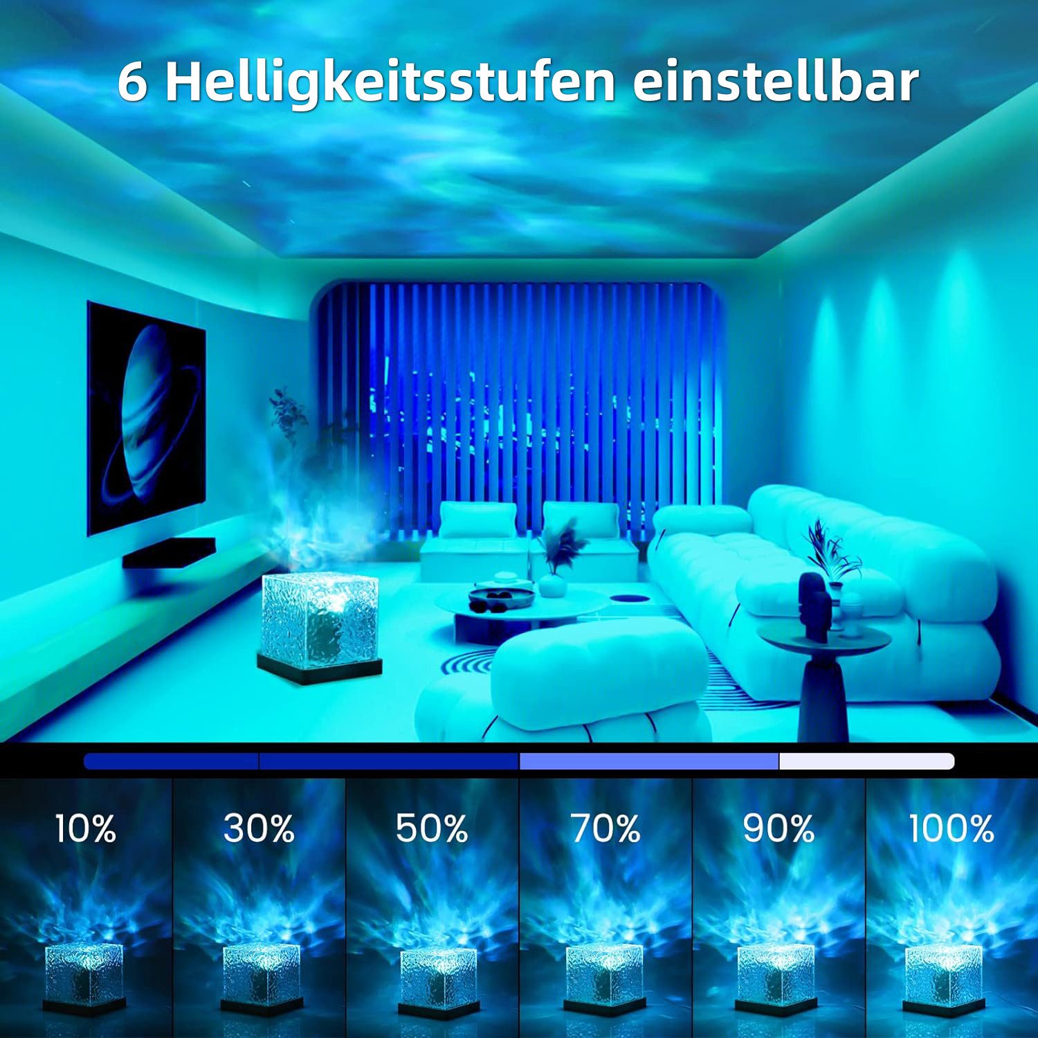 MUPOO LED Nachtlicht Projektor Lampe Wasserwellen Nachtlicht 16 Farben Sternenhimmel, Fernbedienung, USB-Aufladung, Touch Kontrolle