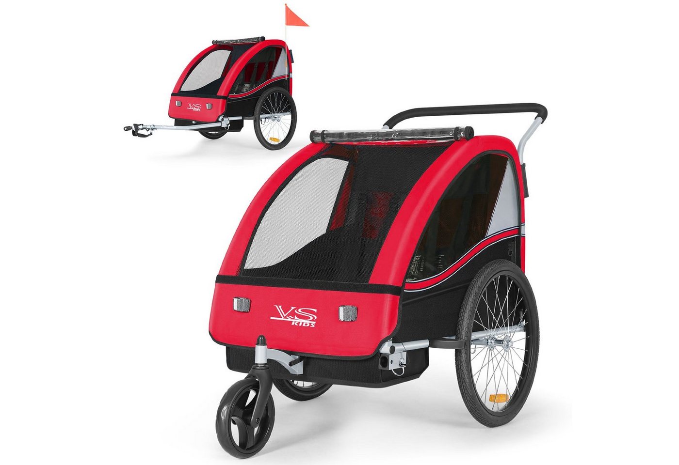 TIGGO Fahrradkinderanhänger TIGGO VS Kinderfahrradanhänger 2 in 1 Kinderanhänger Fahrradanhänger, für 1-2 Kinder geeignet