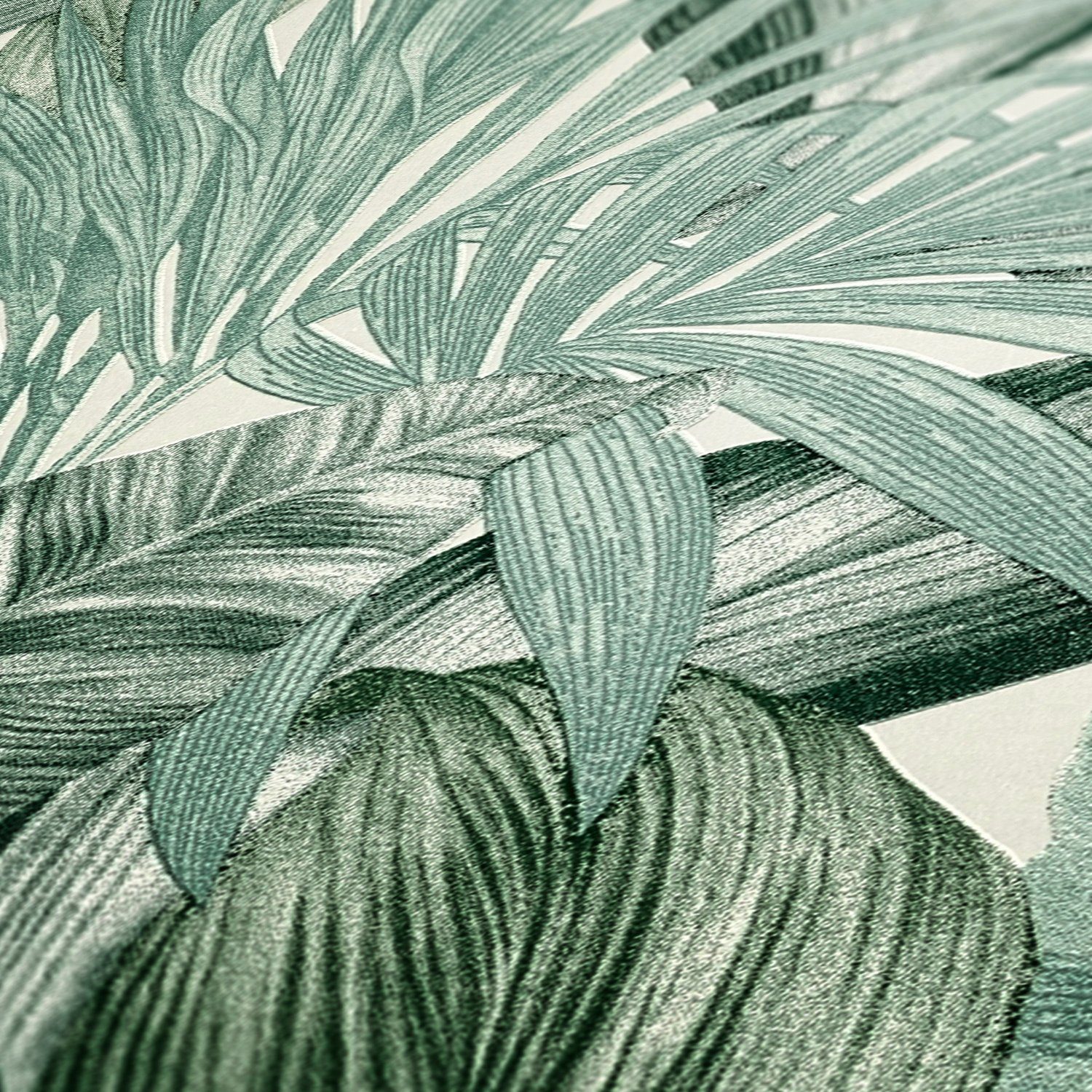leicht 2 Création Dschungeltapete, Grün Grün,Weiß Dschungeltapete Palmentapete Attractive glatt, Weiß (1 strukturiert St), matt, A.S. Vliestapete
