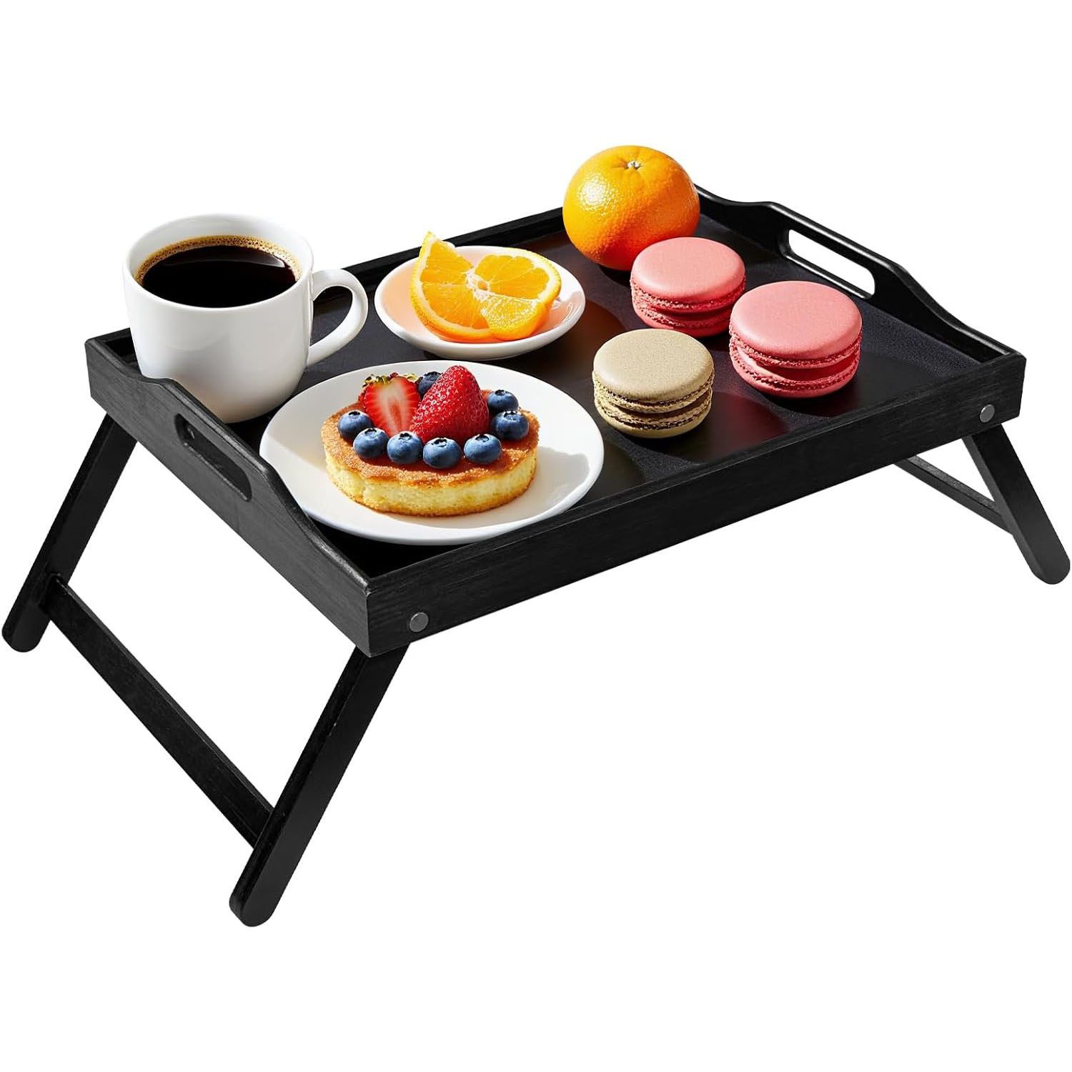 HEYHIPPO Tabletttisch Bambus-Betttisch mit klappbaren Beinen,Serviertablett & Laptop-Tablett (Ein Tisch, Laptop-Tisch mit Griff – ideal für Homeoffice und entspanntes Arbeiten), Klapptisch für Sofa/Bett – platzsparend & vielseitig 50×30×22,5 cm