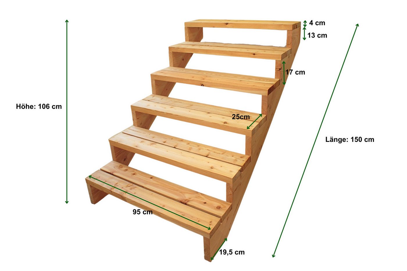 Thumbnail - Gartenwelt Riegelsberger Treppenstufe Terrassentreppe aus Lärche Treppe Stufen Wangentreppe