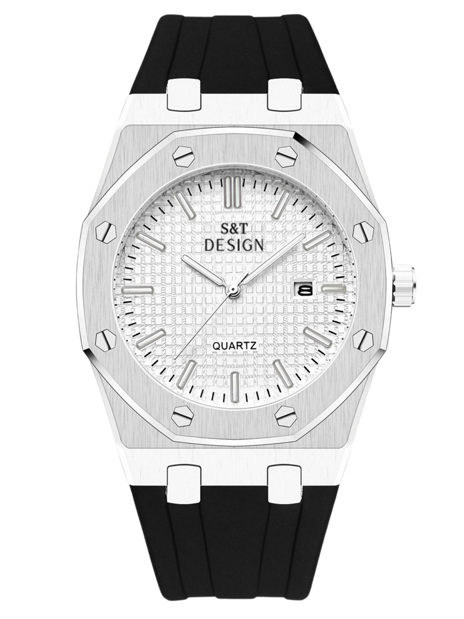 Quarzuhr Herren Uhr Edelstahl Armbanduhr Herrenuhr Silikonarmband