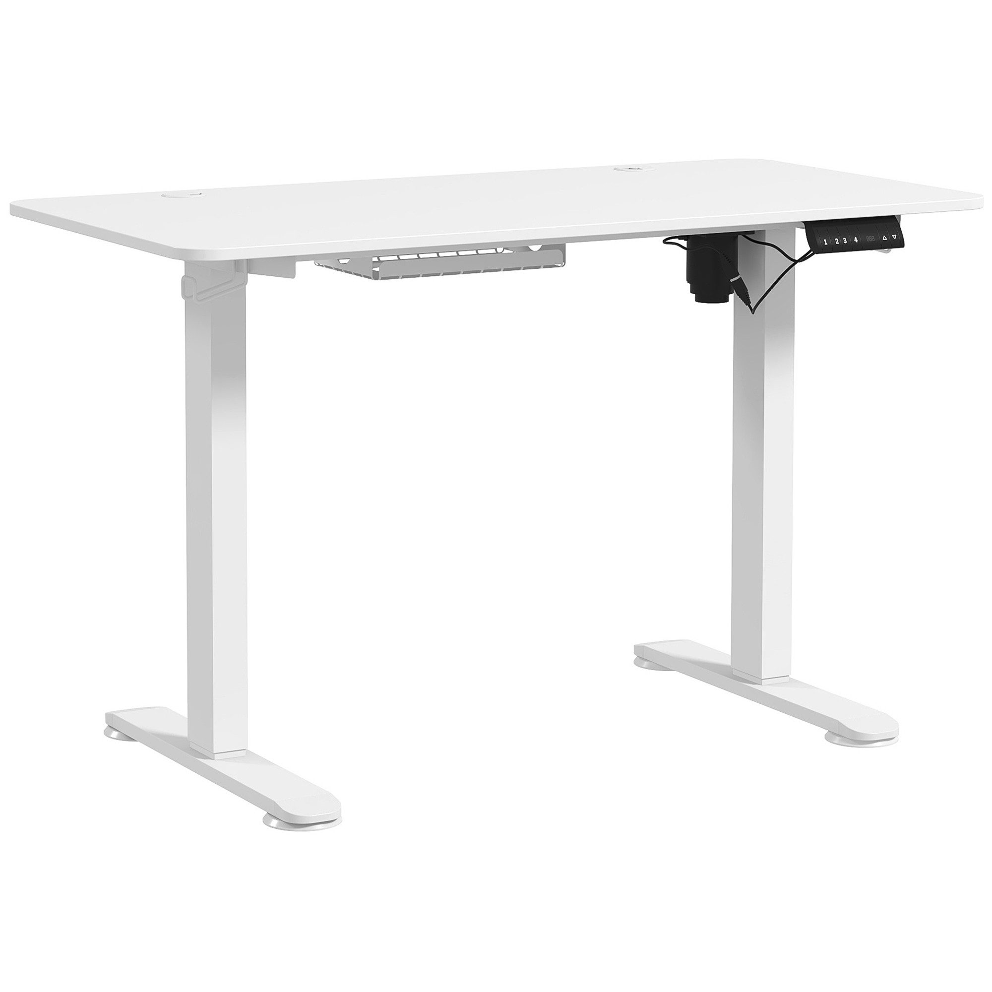 Vinsetto Schreibtisch Höhenverstellbarer Computertisch mit 4 Memory-Steuerung, 2 Haken (Tisch, 1-St., Stehschreibtisch), für Wohnzimmer, Büro, Weiß – Bild 2 von 5