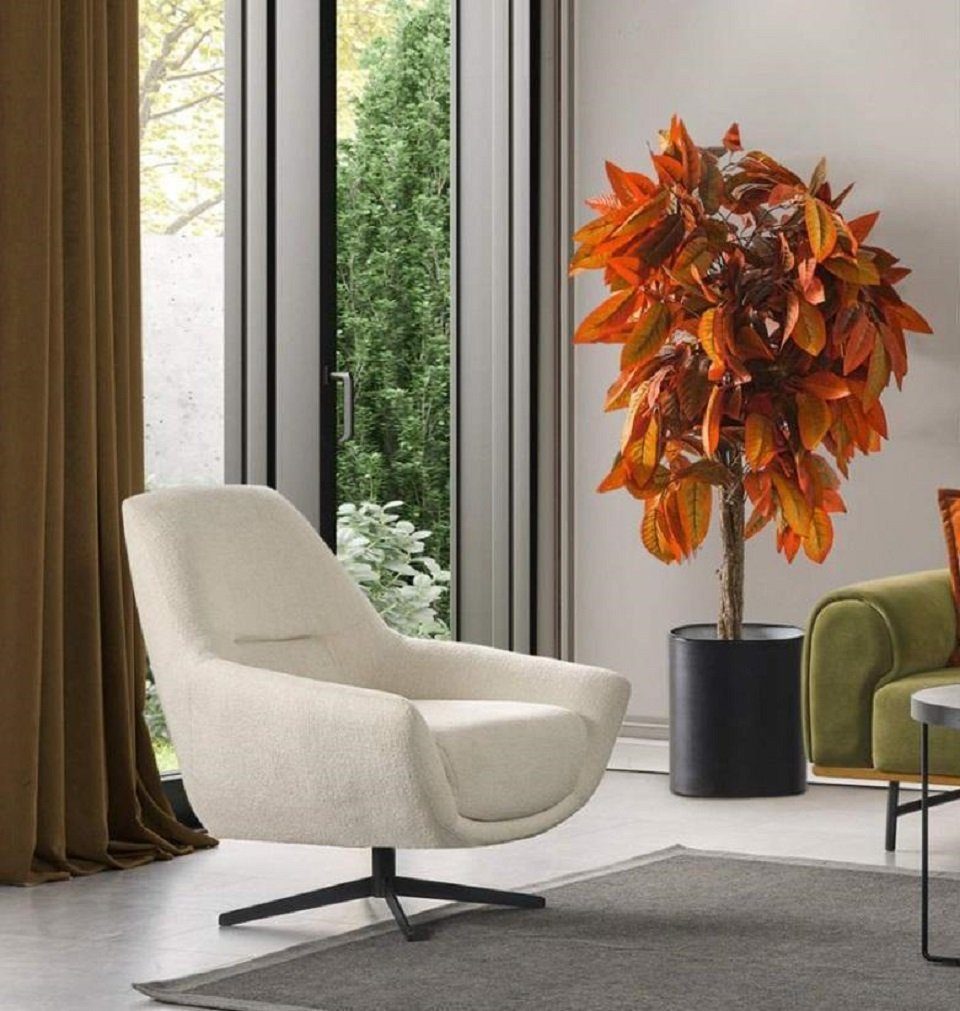 JVmoebel Sessel Luxus Sessel Beige Drehbar in Textil Europe Stil Made Polsterung Wohnzimmer (1-St., Sessel)