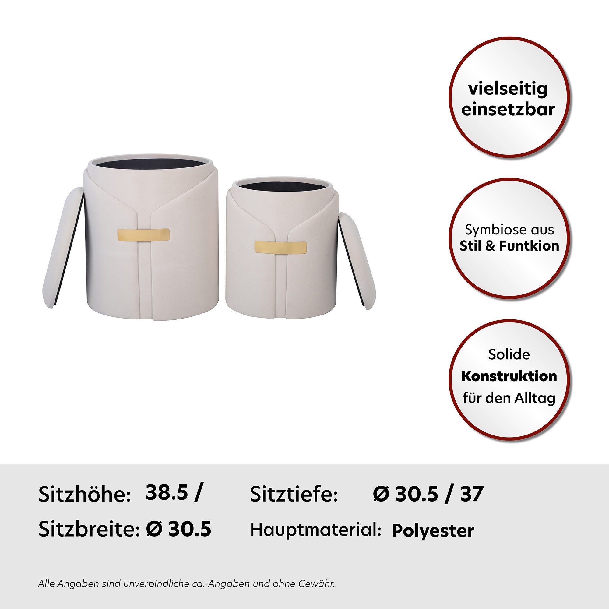 Kayoom Polstergarnitur Hocker Forcet 125 2er-Set, Edler Kunstsamtbezug, (Set, 2-tlg., Hocker 1: B 30,5/ H 38,5/ T 30,5 cm Hocker 2: B 37/ H 44,5/ T 37 cm), modern, mit Stauraum, dekorativ, Viele dekorative Farbkombinationen