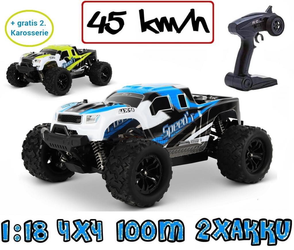 RC-Auto Speed´r ferngesteuertes RC Auto 45 km/h, 1:18, 2 Akkus, Monstertruck