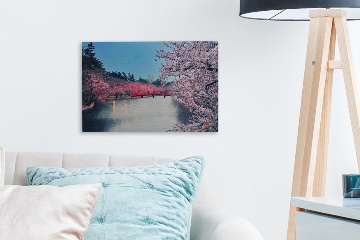 OneMillionCanvasses® Leinwandbild Kirschblütenpark, (1 Wanddeko, Wandbild St), 30x20 Leinwandbilder, cm Aufhängefertig