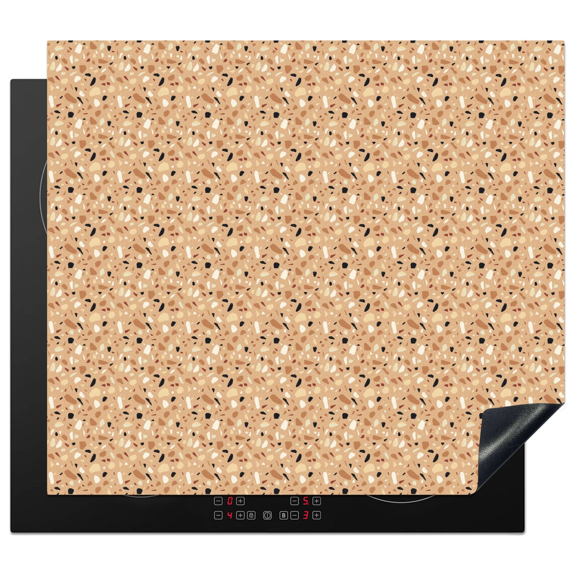 MuchoWow Herdblende-/Abdeckplatte Muster - Struktur - Terazzo, Vinyl, (1 tlg), 58x51 cm, Küchen Dekoration für Induktionsherd, Induktionskochfeld