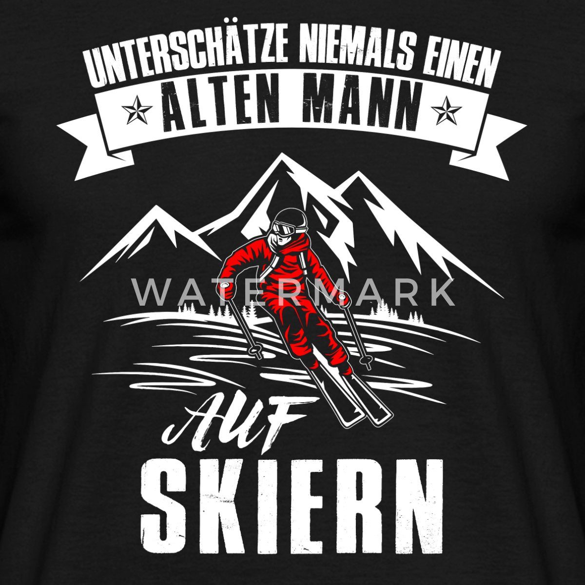 Spreadshirt T-Shirt Unterschätze Niemals Einen Alten Mann Auf Skiern Abfahrt Männer T-Shir (1-tlg)