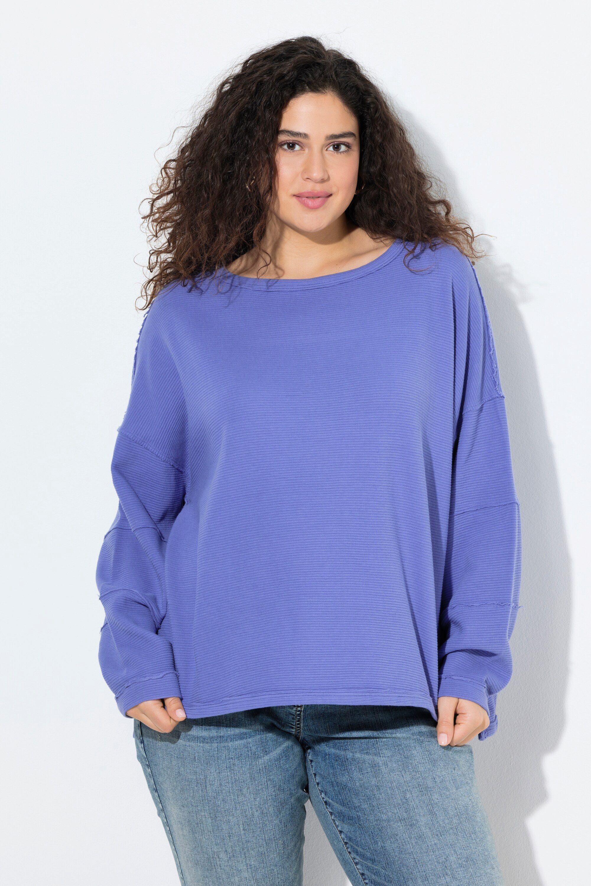 Ulla Popken Sweatshirt Sweatshirt offene Kanten günstig online kaufen
