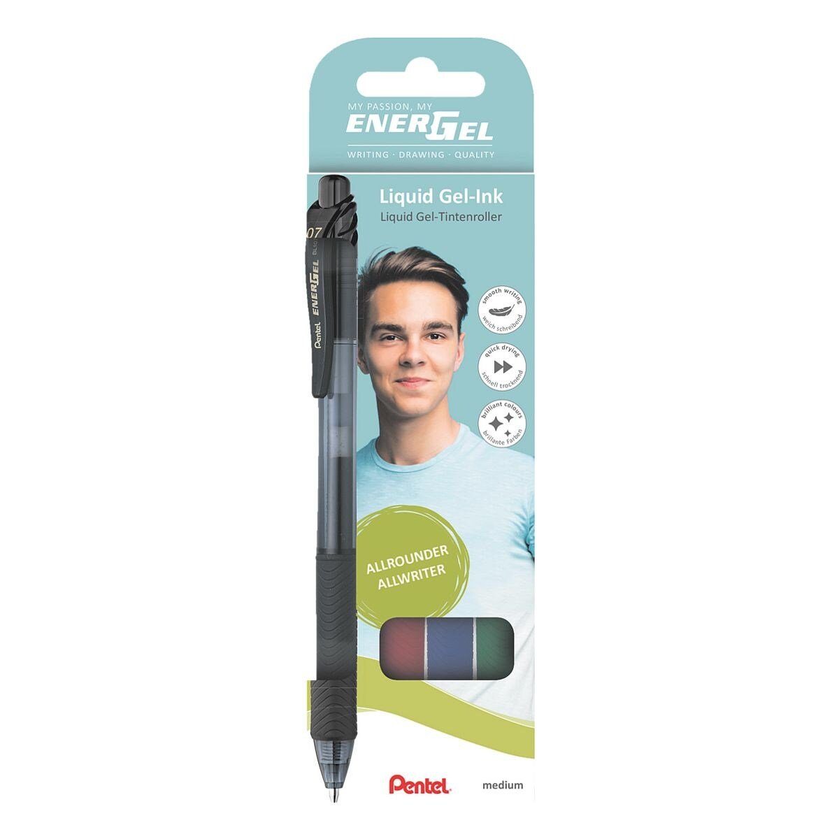 PENTEL Gelschreiber Energel BL 107, (4-tlg), Strichbreite 0,35 mm