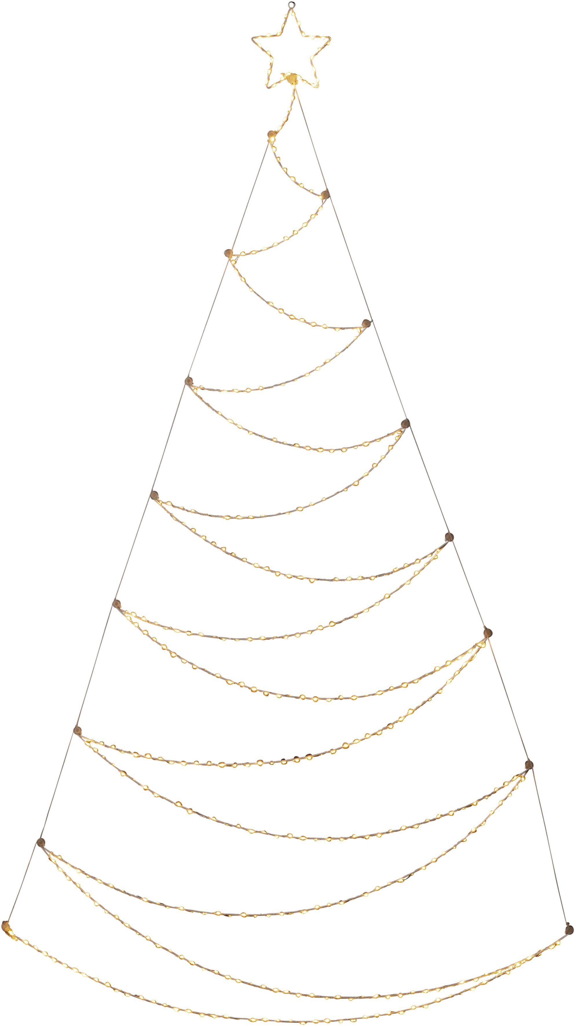 LED Dekolicht fest Metallweihnachtsbaum, Extra-Warmweiß bernsteinfarbene Dioden, integriert, LED weiß, KONSTSMIDE 420 LED