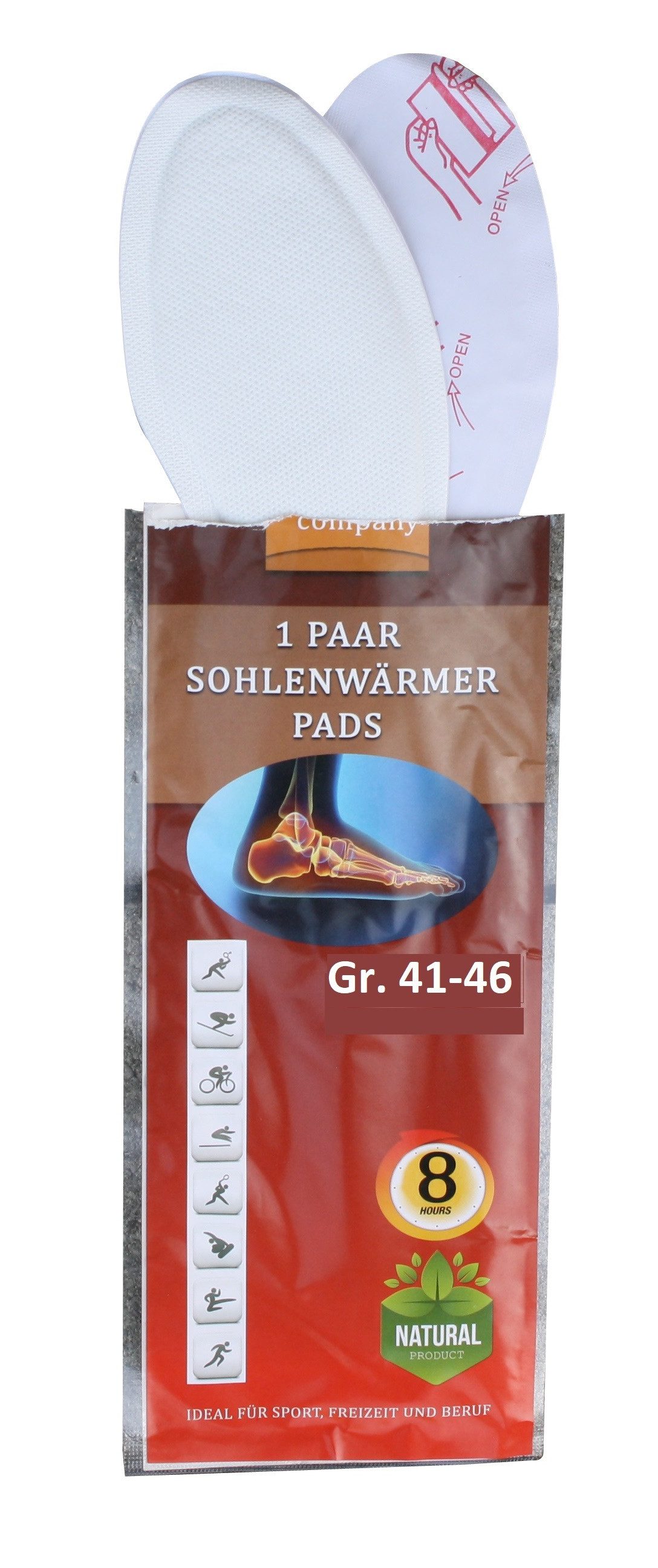 THERMO company Fußwärmer Sohlenwärmer, Wärmesohlen für Schuhe, klebend, Fußwärmer Pads, 30-tlg., bis zu 8 Stunden Wärme