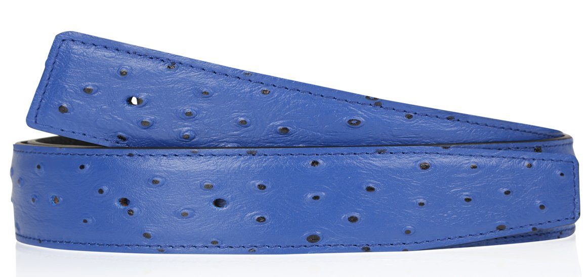 Erdi Ünver Ledergürtel Wendegürtel Straußenleder Optik Electric Blau 40mm ohne H Schnalle & H Gürtelschnalle Gürtel ohne Schnalle