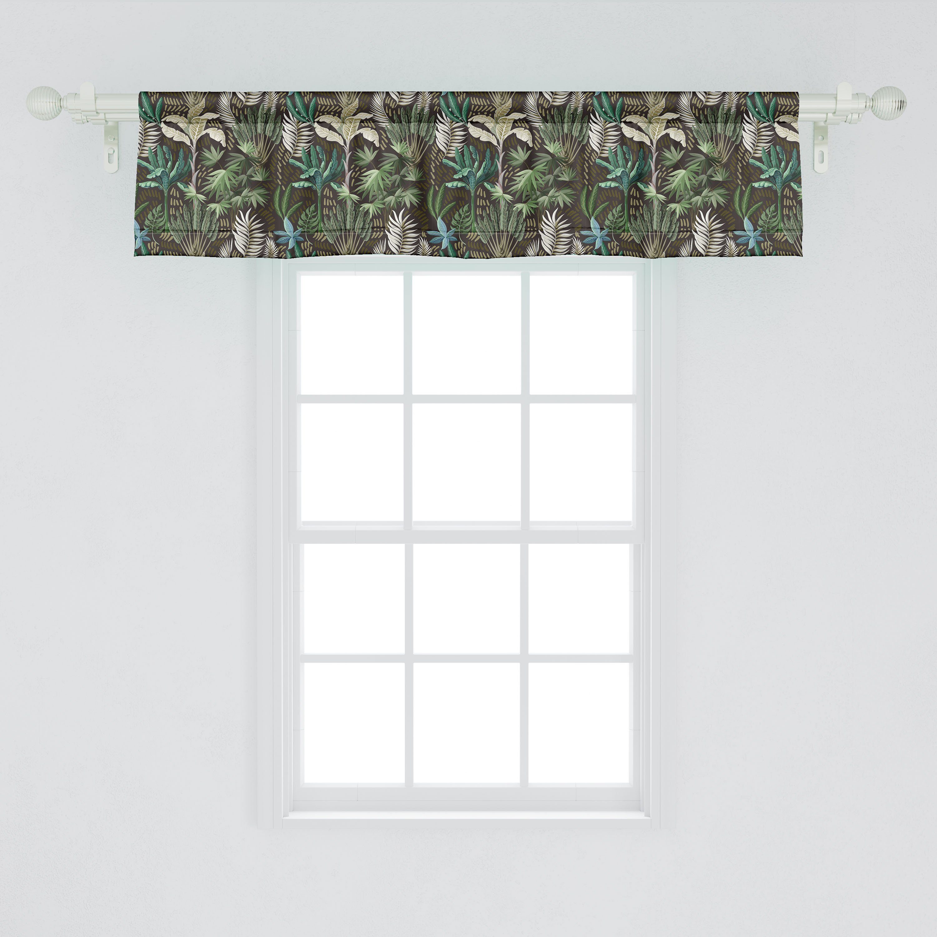 Scheibengardine Vorhang Volant für Küche Kunst Schlafzimmer Abakuhaus, Exotische Stangentasche, Tropisch Microfaser, Pflanzen mit Hawaii Dekor