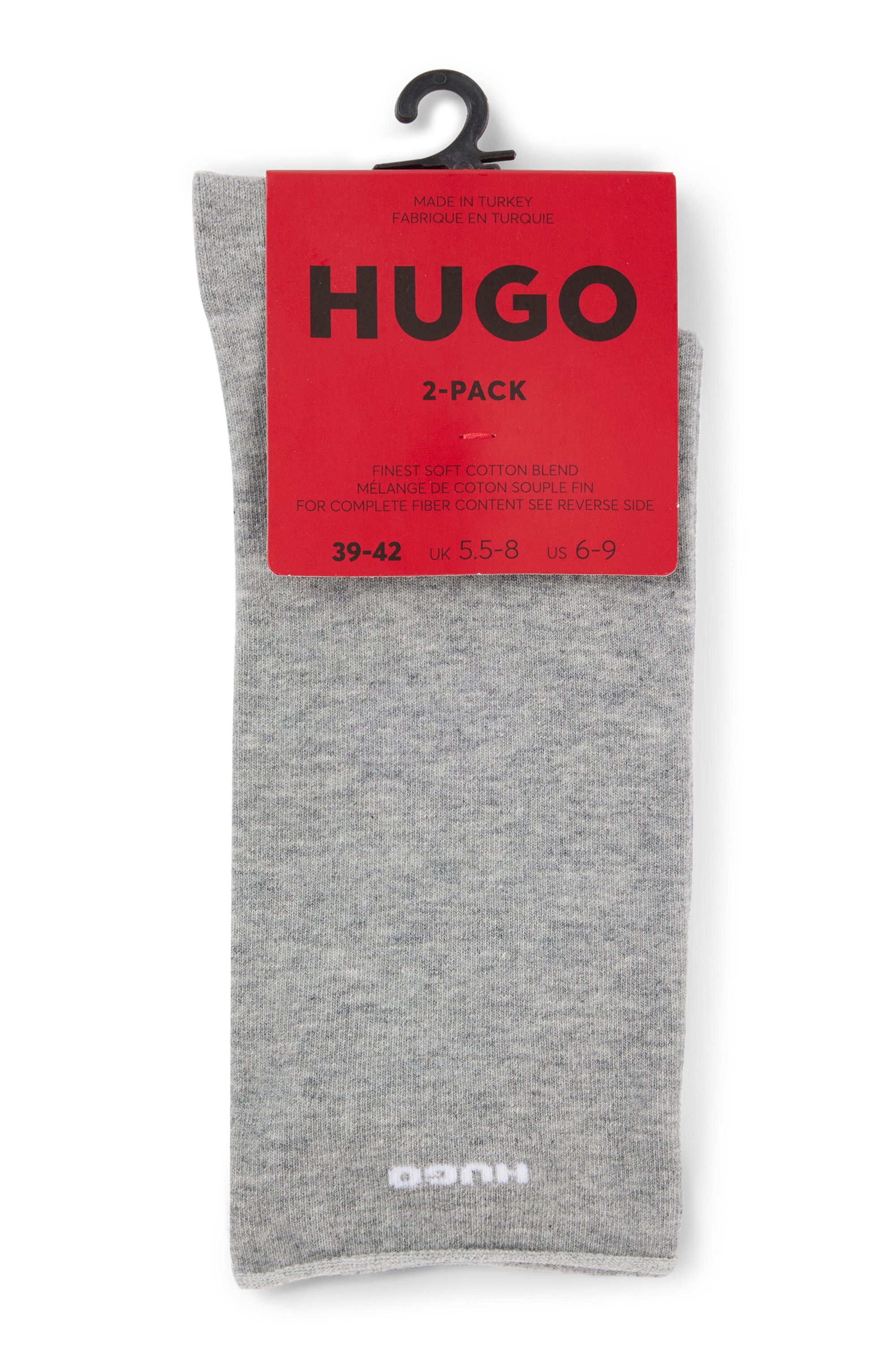 HUGO Freizeitsocken 2P RS UNI CC W (Packung, 2-Paar, 2er Pack) mit gerolltem Bündchen