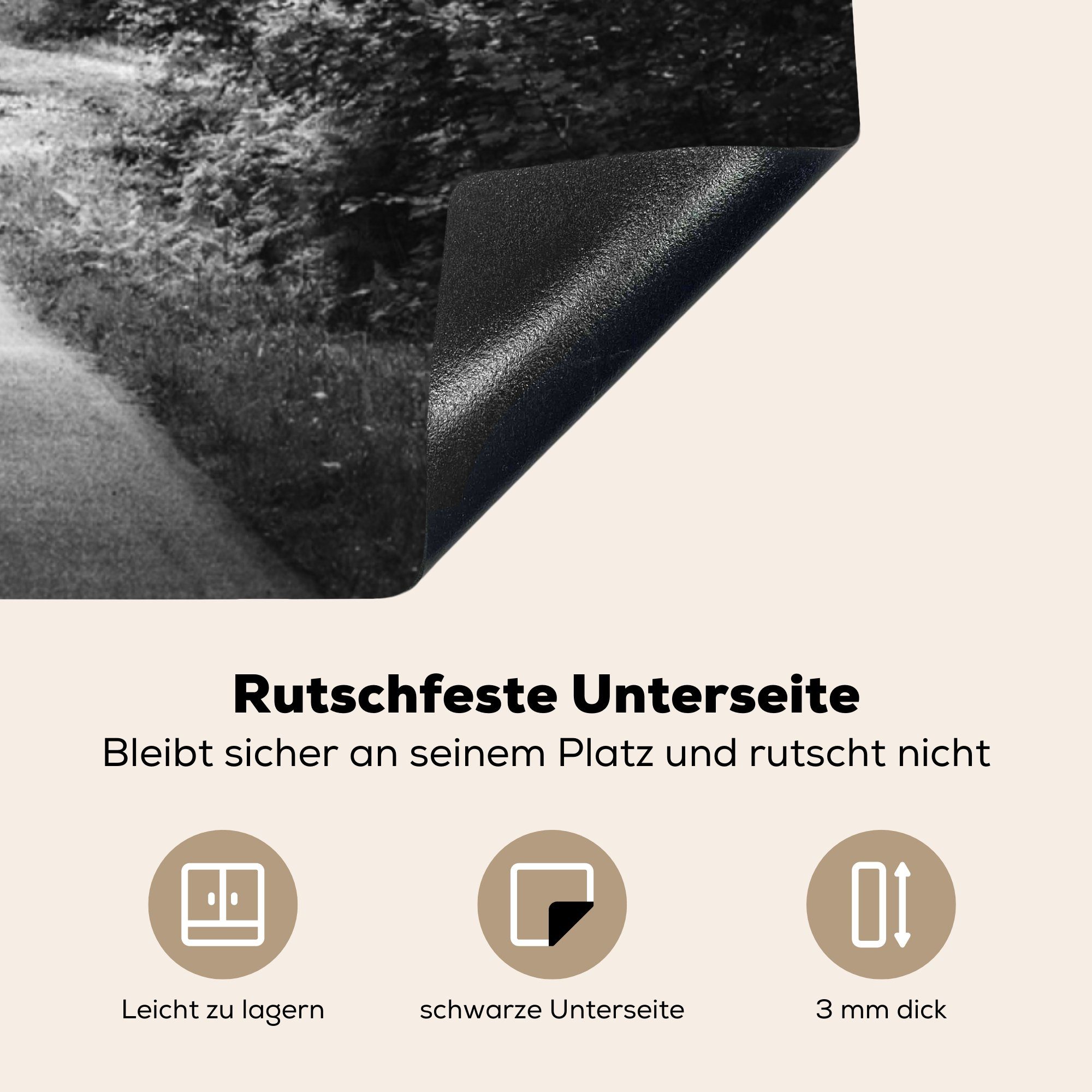 MuchoWow Herdblende-/Abdeckplatte Frankreich - Schwarz Weiß - cm, (1 für 78x78 Fahrrad, Arbeitsplatte küche Vinyl, - tlg), Ceranfeldabdeckung
