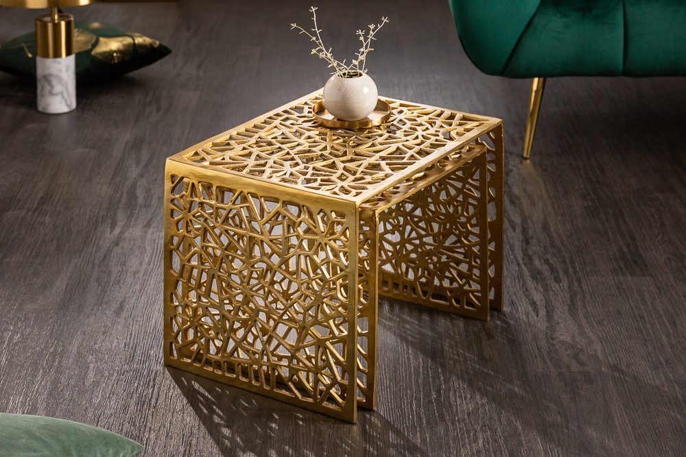 riess-ambiente Couchtisch ABSTRACT 50cm gold (Set, 2-St., 2x Couchtisch), Wohnzimmer · Metall · eckig · Modern Design