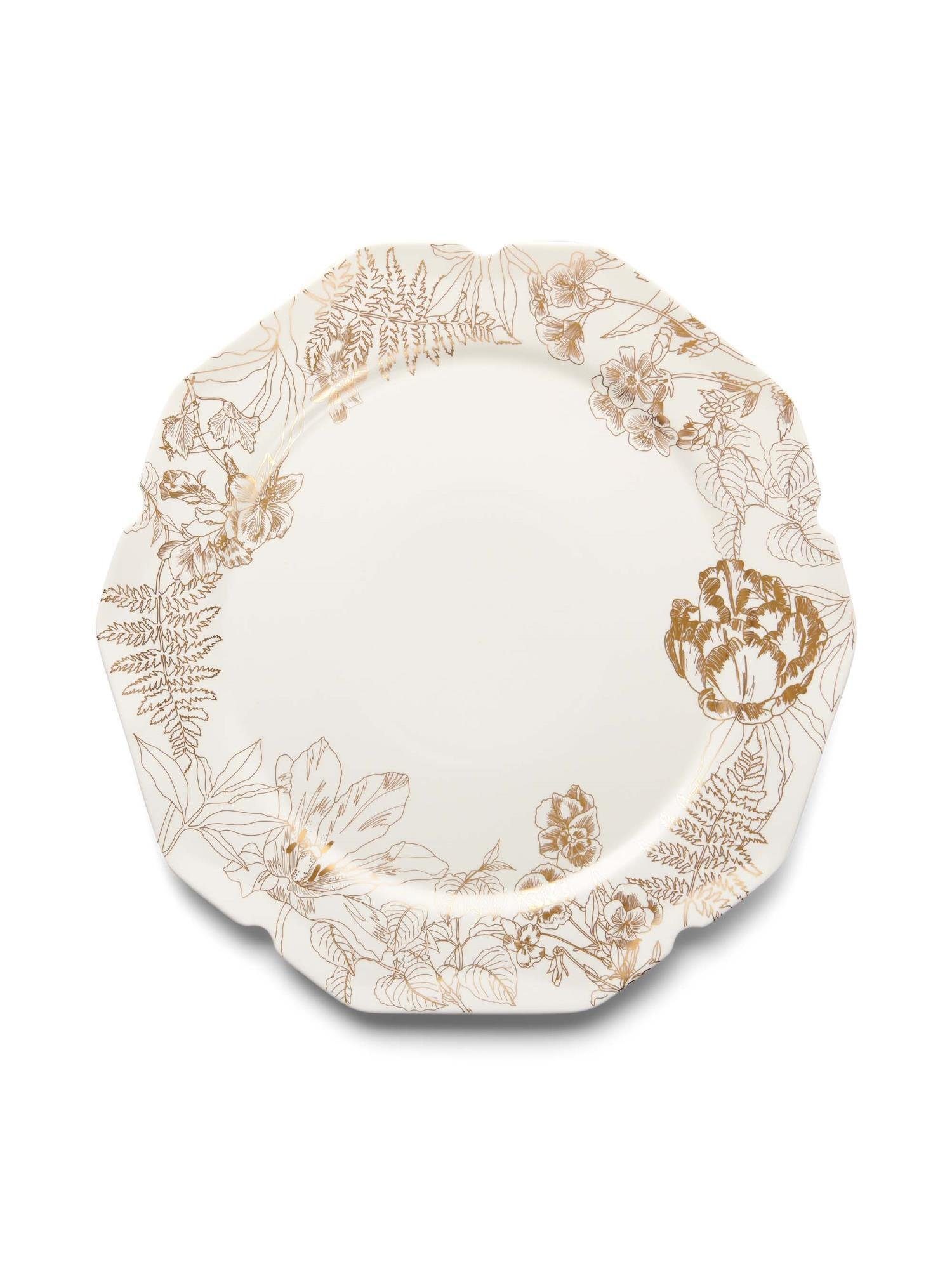 Off Essenza Porzellan Blumen (1-tlg), goldenen Servierplatte White mit Masterpiece, Porzellan, aus