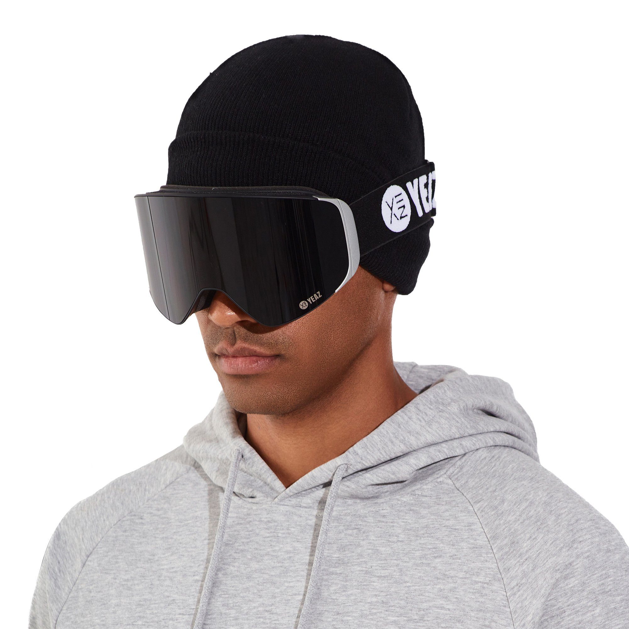 YEAZ schwarz/silber für schwarz/silber, magnet-ski-snowboardbrille Magnet-Wechsel-System Skibrille APEX Gläser,