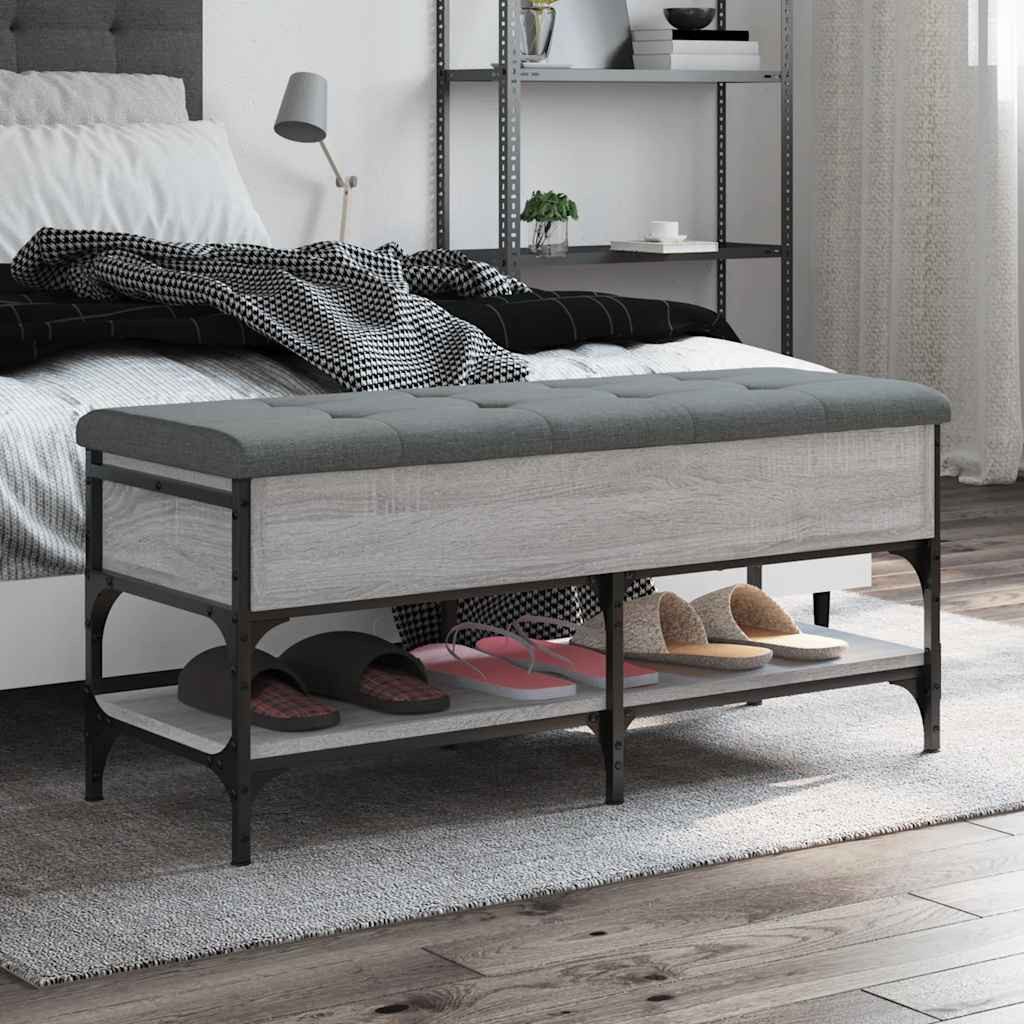 vidaXL Sitzbank Schuhbank Grau Sonoma 102x42x45 cm Holzwerkstoff