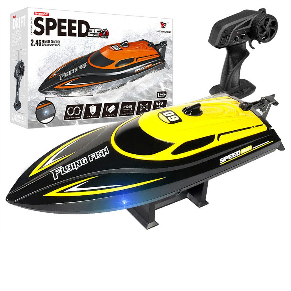 Insma RC-Boot (2,4 GHz Ferngesteuerte Schiffe Schnellboot), 4 Kanäle 25 km/h mit LED Licht