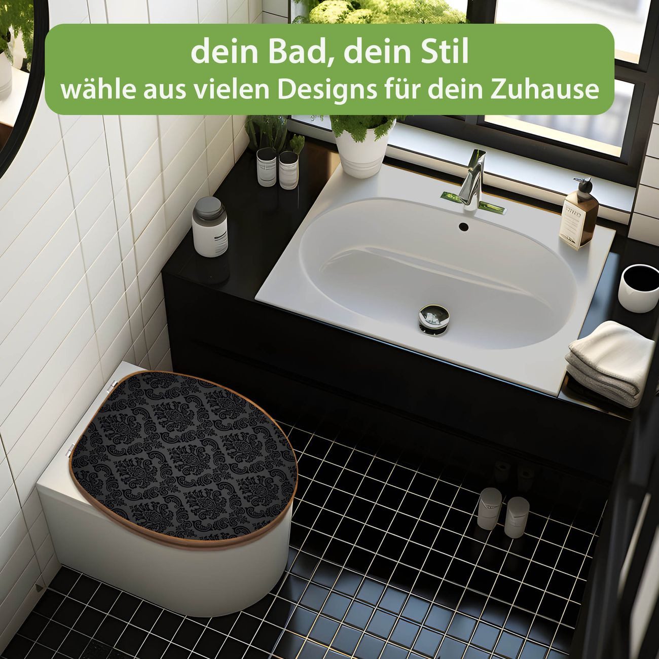 banjado WC-Sitz Bambus Motiv Black Deluxe (umweltfreundliches Material, Ede günstig online kaufen