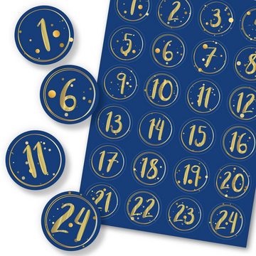 GRAVURZEILE Adventskalender Adventskalender Zahlenaufkleber zum Basteln (mit 24 farbigen Zahlen), für Weihnachten zum Selbstgestalten
