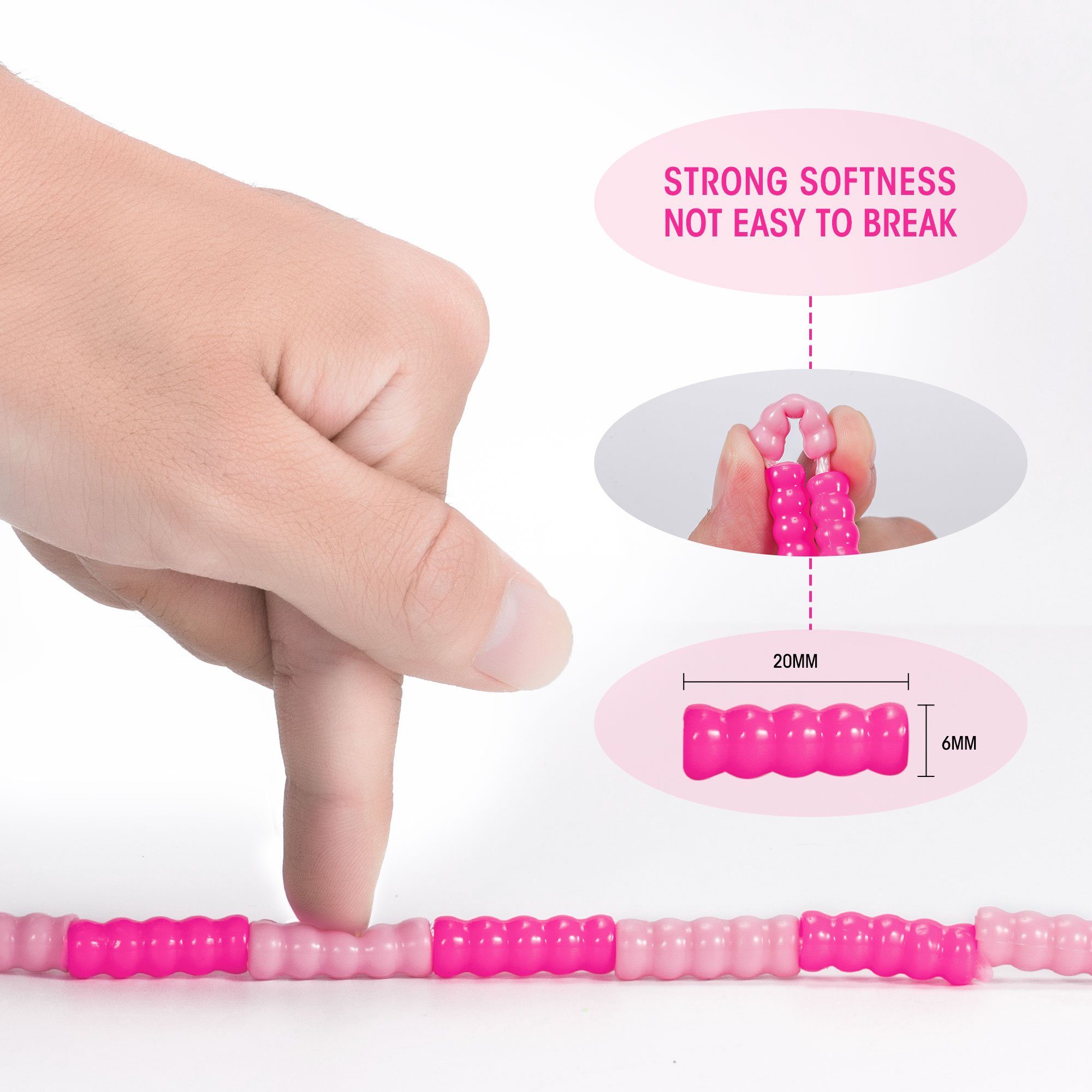 Penelife Springseil Jump Rope Beaded für Kinder und Erwachsene - verstellbares Springseil, Seillänge 280 cm, Länge verstellbar