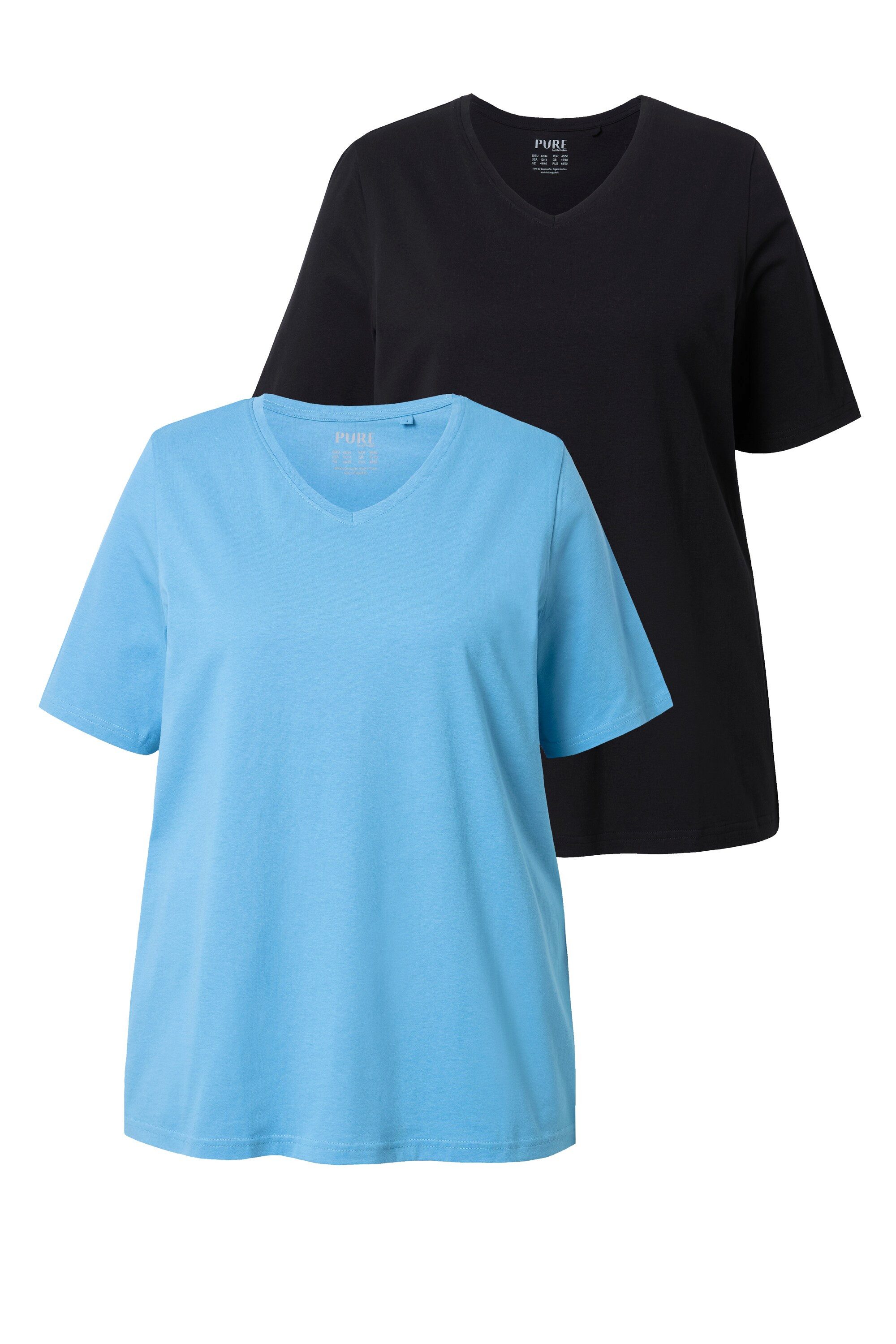 Ulla Popken T-Shirt T-Shirts 2er-Pack V-Ausschnitt Halbarm (2-tlg)