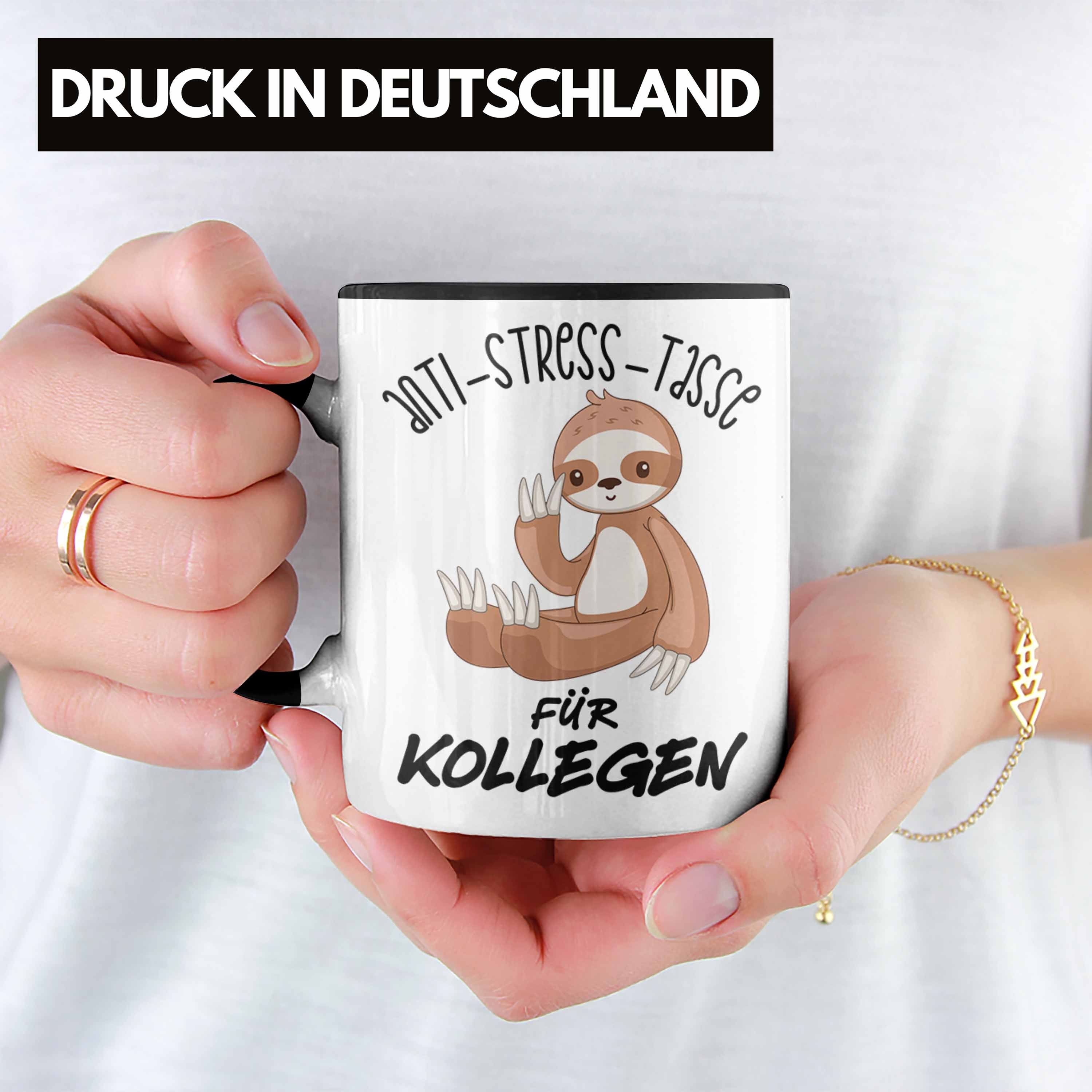 Kaffeetasse Büro Kollegin Abschied Schwarz Anti Arbeit Trendation Trendation für Tasse Geschenkidee Stress Kollegen Tasse - Lustige