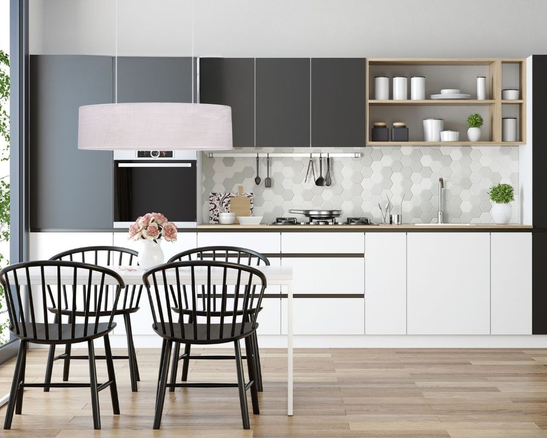 Licht-Erlebnisse Pendelleuchte FITUK, ohne Leuchtmittel, Metall Stoff E27 H: max. 100 cm Weiß 2-flammig länglich Modern – Bild 4 von 4