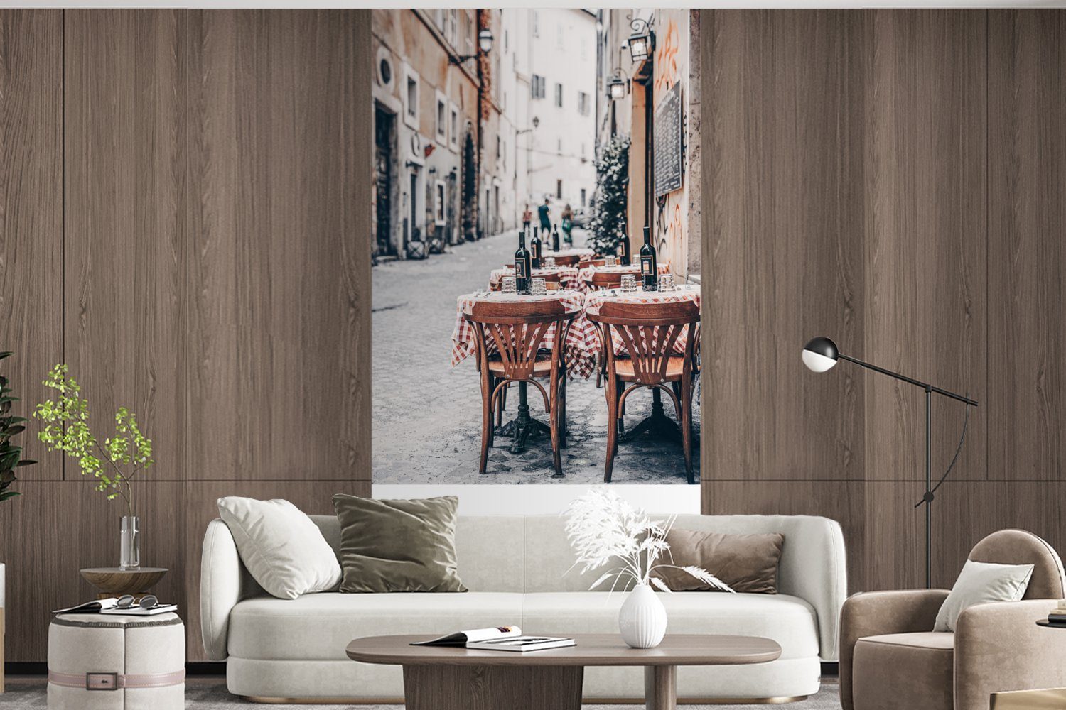 für St), Wohnzimmer Fototapete Kaffeehaus, Rom - Matt, Italien Vliestapete bedruckt, (2 - Küche, Schlafzimmer Fototapete MuchoWow