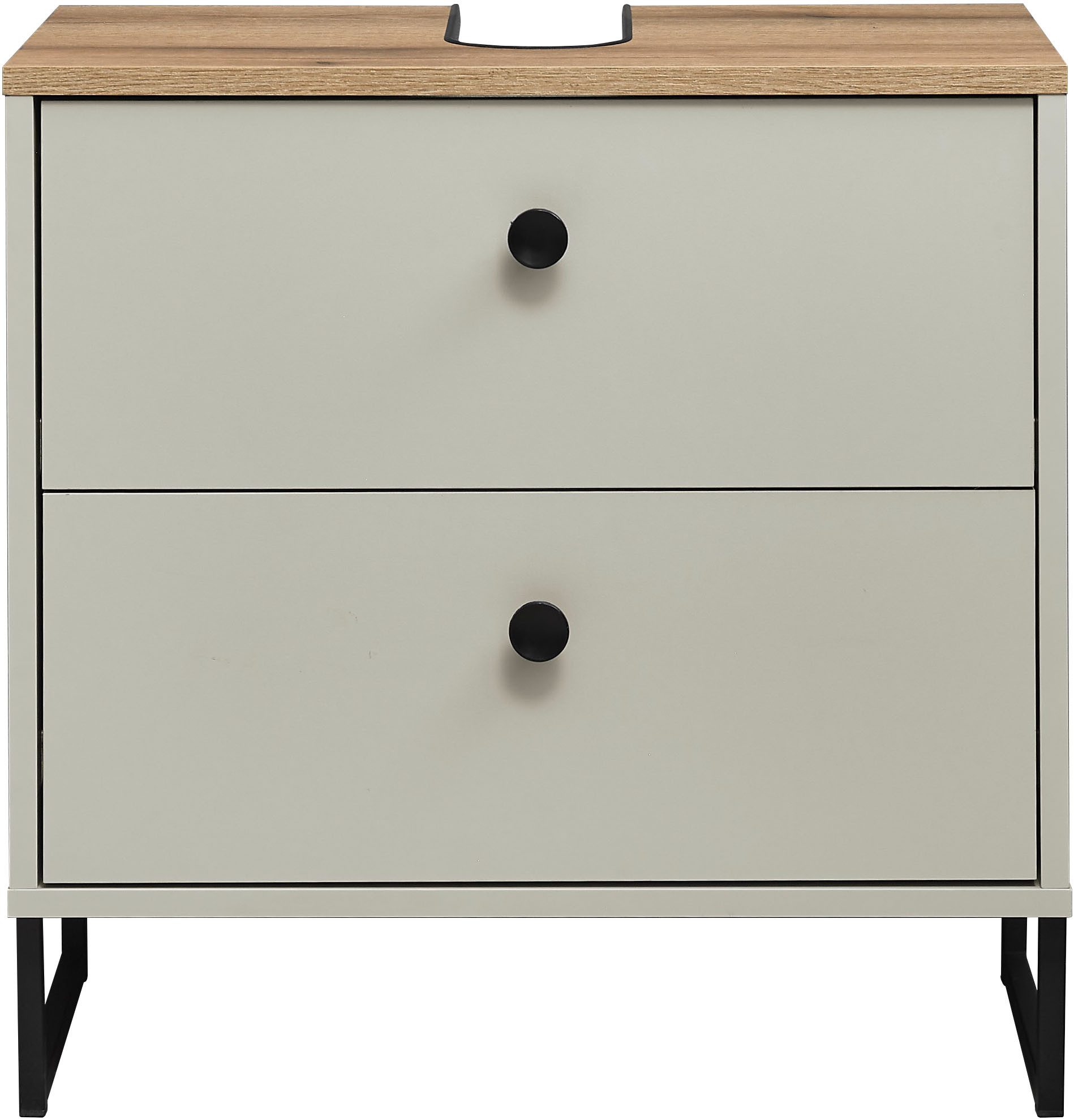 BASIC by Balculina Waschbeckenunterschrank Linea (1-St) Breite 60cm, U-Profil Füße, Unterflurauszug