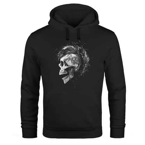Neverless Hoodie Hoodie Herren Punk Mohawk Skull Totenkopf Irokese Print Kapuzen-Pullover Männer Fashion Streetstyle Neverless®